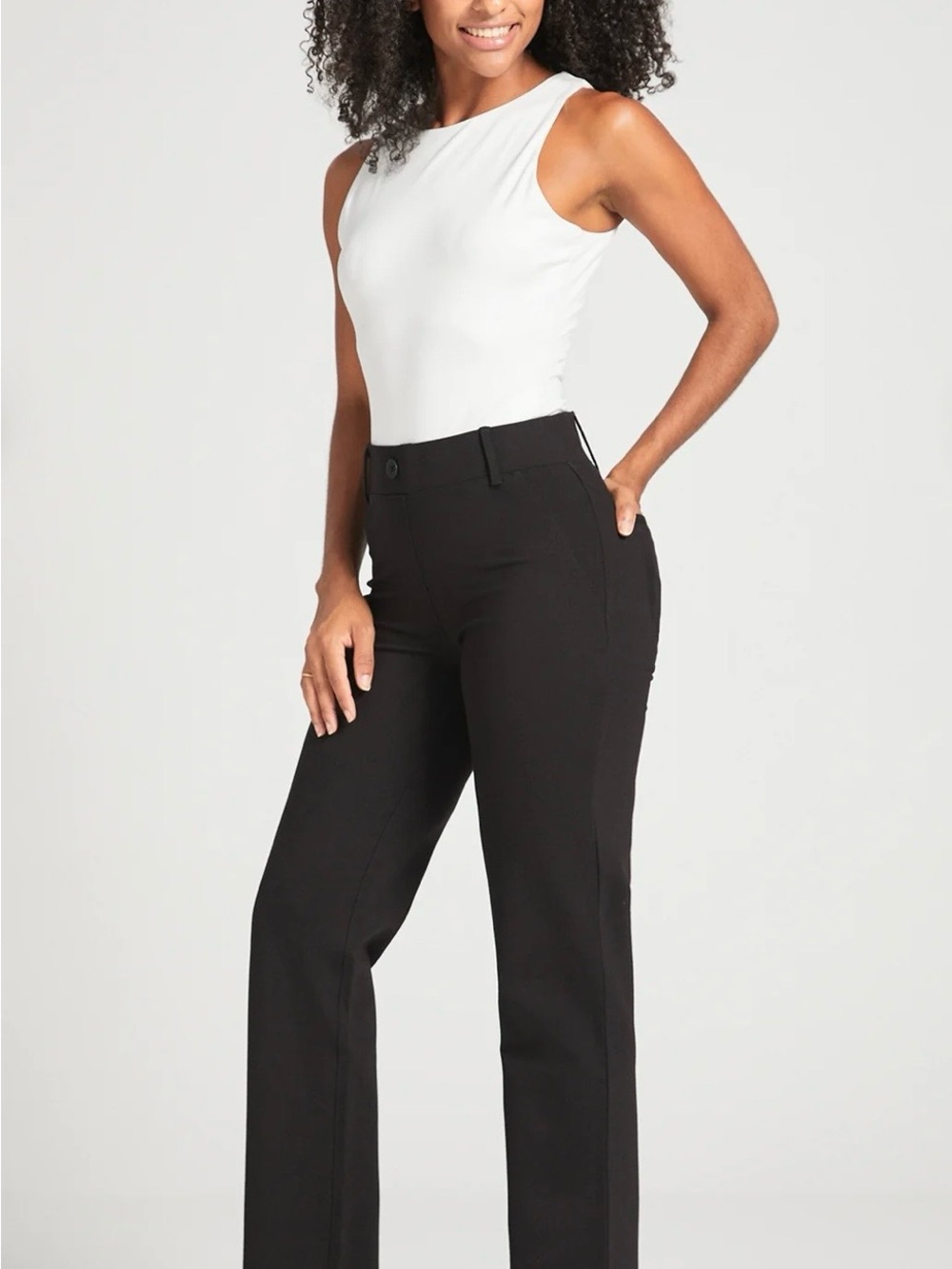 Betabrand Straight Leg Two Pocket Dress Pant Yoga Pants (Black)